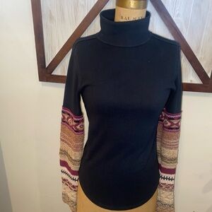 We The Free black BoHo long sleeved top multicolor